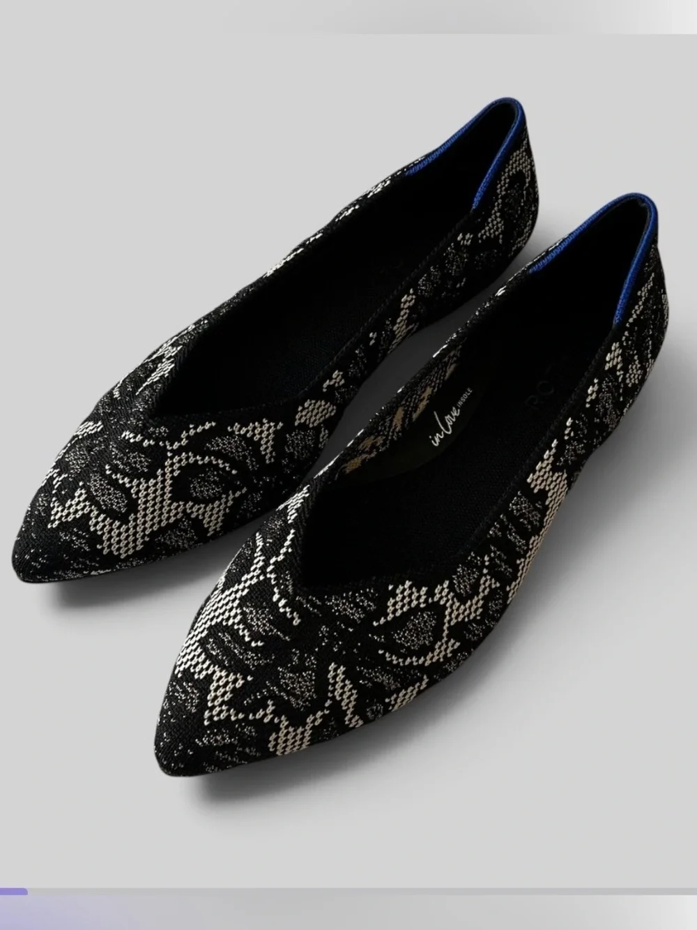 Rothy's x Anthropologie The Point II Flats Black Chantilly Pointed Toe 8.5